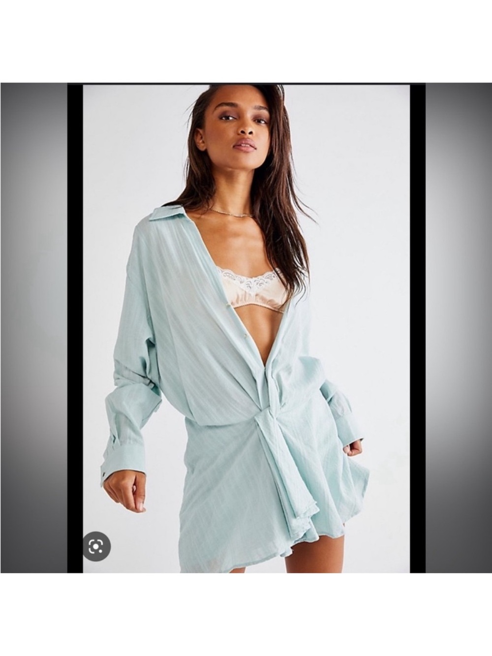 FREE PEOPLE TARA TWIST MINI DRESS IN SEA WASHED